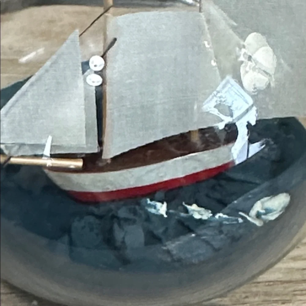 Crate & Barrel Ship-In-A-Bottle Glass Christmas Ornament Nautical‎